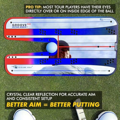 Genuine EyeLine Golf Alignment Putting Mirror - Top Training Aid on The PGA Tour - See Rapid Improvement - Helps Beginner, Junior, and Scratch Golfers - color: Groove PLUS Putting Alignment Mirror - LARGE