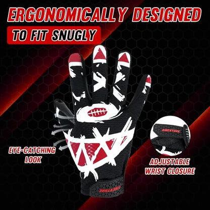 AIGEVTURE Youth Football Gloves Kids Receiver Gloves Sticky Football Gloves for Boys Girls - color: Black, size: Adult XL