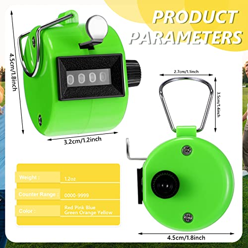 TOODOO 6 Pack Hand Tally Counter 4 Digit Mechanical Palm Clicker Plastic Hand Held Counter Clicker with Metal Finger Ring for School Golf Sports Events Office Stadium