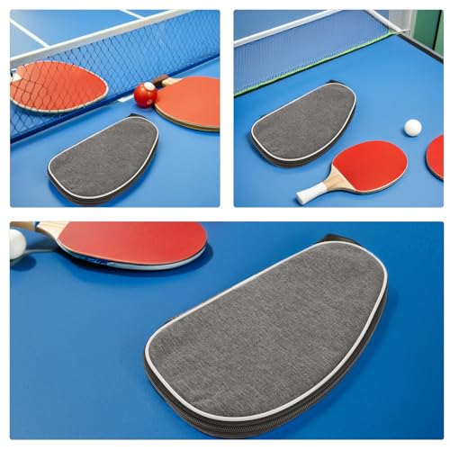 Operitacx 2pcs Table Tennis Racket Case Set, Grey Shell Hard Cover Paddle Storage Bag with Pocket, Portable Sports Equipment Organizer for Ping Pong Paddle Protection and Travel