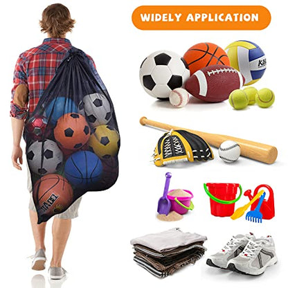 Heavy Duty Mesh Ball Bag, 30x40‘’ Large Sports Equipment Organizer for Soccer Basketball Volleyball, Breathable Gear Bag with Adjustable Strap for Coaches and Gym