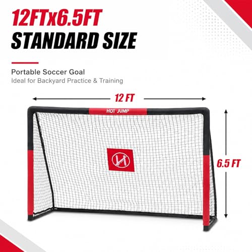 Soccer Goal for Backyard,6x4/8x5/10x6.5/12x6.5ft Metal Soccer, Soccer Goal for Kids 8-12, Soccer net with Zipper Design, Easy Assemble, Weatherproof Foam Padded Goal Post, Adults