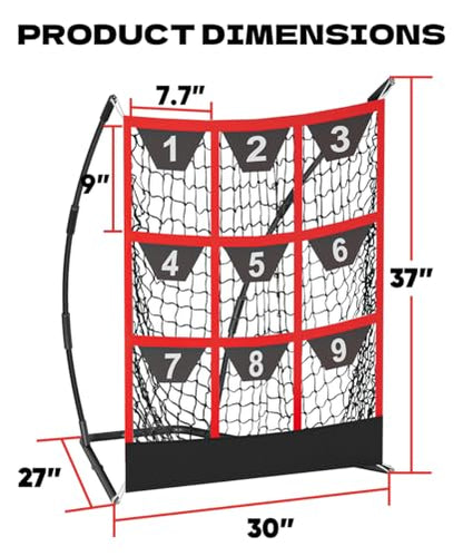 Queension 9 Hole Pitching Target Net with Strike Zone, Baseball Batting Net with Target Pockets, Pitching Net with Ground Stakes and Sandbags for Baseball Training - color: Black