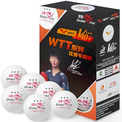DOUBLE FISH Ping Pong Balls White ITTF Approval Professional 3-Star Ping Pong Ball WTT Smash Offical Table Tennis Balls 40+ABS Training Balls Lin Gaoyuan Training Competition