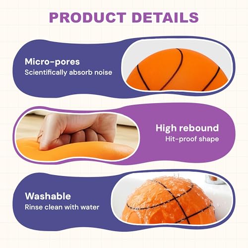 Silent Basketball Size 7 (29.5"), Indoor Quiet Foam Basketball for Dribbling Training, Noise-Free Basketball for Home, Apartment & Indoor Practice, Soft Grip Training Ball