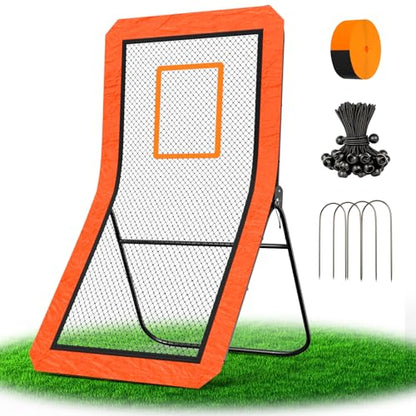 Lacrosse Rebounder net for Backyard, 4x7FT Adjustable Net with 5 Angles & Target Stripe,Durable Multi-Sport Practice Tool for Soccer Baseball Volleyball Training Equipment