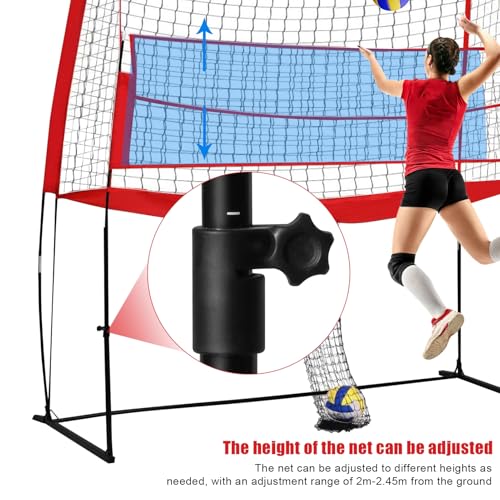 Volleyball Practice Net, 11x8ft Volleyball Training Net, Height Adjustable Volleyball Training Equipment, 2-in-1 Volleyball Spike Trainer for Backyard, Indoor, Outdoor, Hitting, Spike