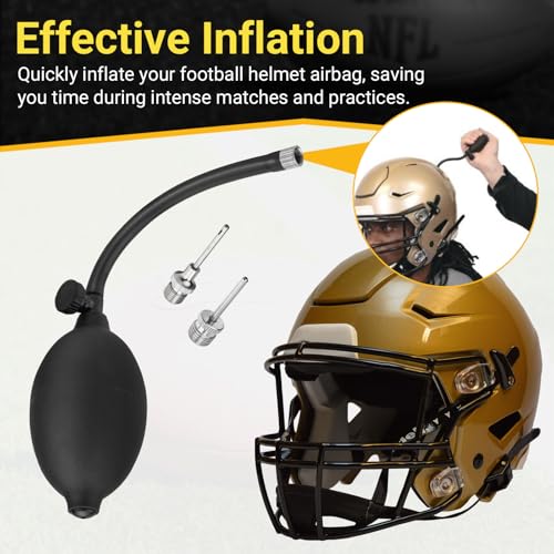 Football Helmet Air Pump Kit for Riddell Speedflex & Schutt F7 Protection Helmet, Including 1 PCS Manual Football Helmet Inflation Hand Pump & 2 PCS Inflation Needle (0.98 in and 1.35 in)