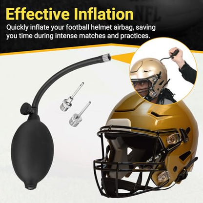 Football Helmet Air Pump Kit for Riddell Speedflex & Schutt F7 Protection Helmet, Including 1 PCS Manual Football Helmet Inflation Hand Pump & 2 PCS Inflation Needle (0.98 in and 1.35 in)