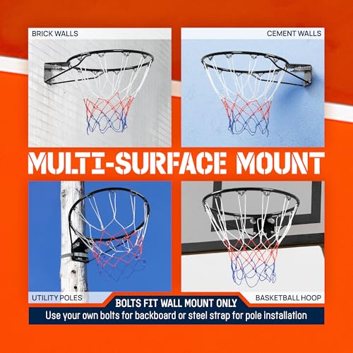 Yes4All Basketball Net, 18-Inch Heavy-Duty Basketball Rim Replacement for Indoor & Outdoor Use, Fits Youth & Adult Hoops - Fixed & Breakaway Options, Bolts Included - style: Breakaway