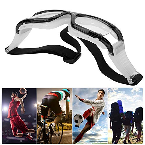 Basketball Training Goggles Frame, Protective Sports Glasses with AntiFog AntiScratch Windproof Lenses Adjustable Strap for Cycling Football Hiking Climbing (Black)