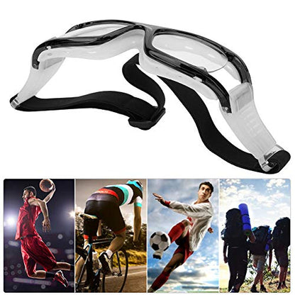 Basketball Training Goggles Frame, Protective Sports Glasses with AntiFog AntiScratch Windproof Lenses Adjustable Strap for Cycling Football Hiking Climbing (Black)