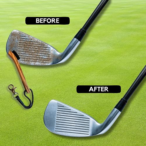 Golf Brush (2 Pack) - Cord and Clip Attachment for Bags and Carts, Club Cleaner Ideal for Woods and Irons - Golf Accesories for Men and Women