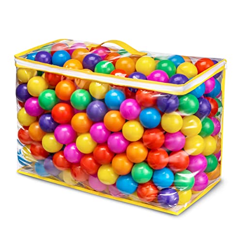 Hovenlay Ball Pit Balls Phthalate Free BPA Free Crush Proof Plastic - 7 Bright Colors in Reusable Play Toys for Kids with Storage Bag - color: 100 balls, 7 colors