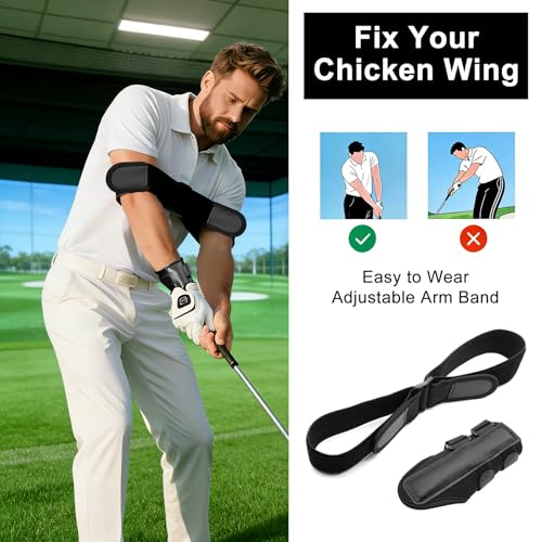Golf Training Aid Kit with Arm Band and Wrist Strap, Golf Swing Training Wrist Angle Trainer Pro Golf - Swing Form Training Tool and Wrist Position Beginner Golfers