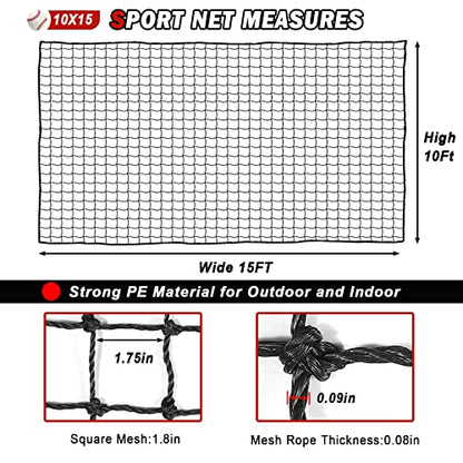 Baseball Softball Backstop Nets,Sports Net,Sports Netting Barrier,Sports Netting for Backyard,Twisted Knotted PE Net - style: 10X15FT
