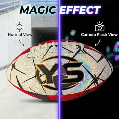 Holographic Reflective Football - Maximize Night Visibility with Glow in The Dark Tech, Size 9 Cool Luminous American Football for Rugby Safe Play, Perfect Youth & Adult Gift