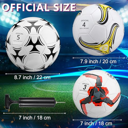 Tradder 4 Pack Soccer Ball with Pump Size 3 4 5 Deflated Soccer Ball for Outdoor Indoor Game Sport Practice Training Gift for Kid Youth Teen Adult Charity Donation - size: Size 4, style: Mixed Style
