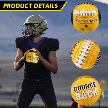 BOUNCEBACK Soft Leather Training Football, Youth Size & Official Size, Fatherless PU PassCatch Solo Enhancing Passing Catching(with Pump) - style: Yellow-7#(Ages 5-14)