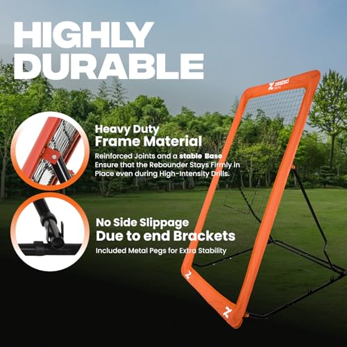 7x4 FT Multi-Sport Rebounder Net – Adjustable Training Net for Volleyball, Lacrosse, Baseball & Soccer – Heavy-Duty Steel Frame, High-Tension Net & Carry Bag for Indoor/Outdoor Practice