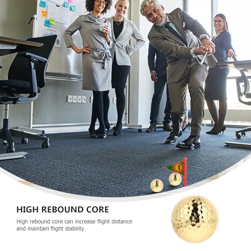Practice Golf Balls Training Aids Double-Layer Gold Golfing Practice Ball for Indoor and Outdoor Putting Game Training