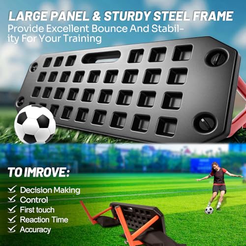 6-in-1 Soccer Rebounder Board - Dual Surface Adjustable Angle Soccer Wall with 6 Training Modes for Passing, Control & Reflex - Portable Soccer Training Equipment with 2 Sandbags for All Players