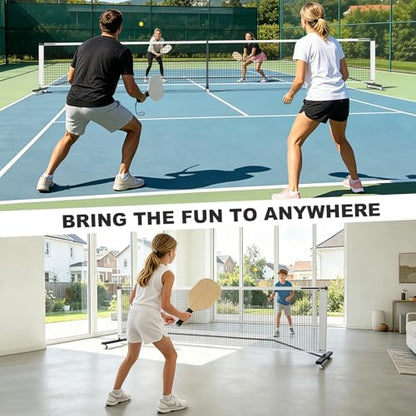 Portable Pickleball Net with Wheels, 22 FT & Half Court 11 FT Pickle Ball Net System with Carrying Bag for Driveway Backyard,Black