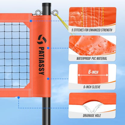 Professional Heavy Duty Volleyball Net Set for Backyard & Beach, Outdoor Net System with Steel Anti-Sag Winch, 32FT Reinforced Net, Height Adjustable Rust-Resistant Aluminum Poles, Portable Carry Bag