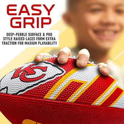 Franklin Sports NFL Team Footballs - Rubber Youth Mini Balls for All Teams - Kids 8.5" Football + Air Pump Sets - Official NFL Licensed - style: Kansas City Chiefs