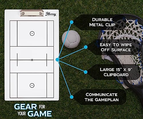 Murray Sporting Goods Dry Erase Coaches Clipboard | Double-Sided Dry Erase White Board - style: Lacrosse