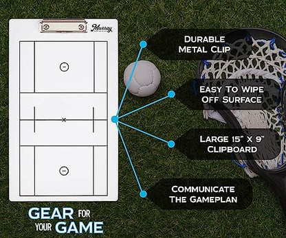 Murray Sporting Goods Dry Erase Coaches Clipboard | Double-Sided Dry Erase White Board - style: Lacrosse