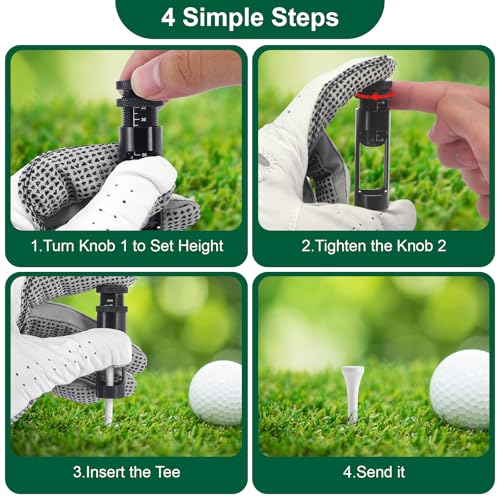 Adjustable Golf Tee Height Tool, Aluminum Golf Tee Height Setter with Precise Scale, Outdoor Golf Training Aid for Consistent Swings