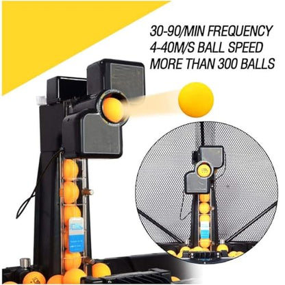 Automatic Ping Pong Ball Machine,Portable Table Tennis Ball Launcher Trainer with Catch Net & Remote Control,Ping-Pong Practicing Training Robot Equipment,for Schools Stadium Gyms