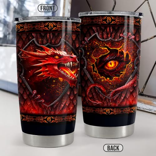 SANDJEST Dragon Tumbler 20oz Stainless Steel Insulated Coffee Travel Mug Cup for Men Dragon Gifts for Birthday Christmas Fathers Day - color: Dragon