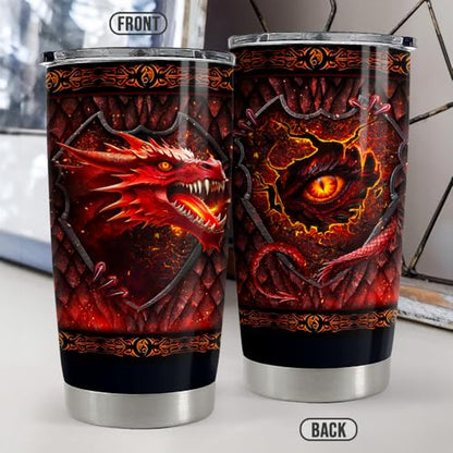 SANDJEST Dragon Tumbler 20oz Stainless Steel Insulated Coffee Travel Mug Cup for Men Dragon Gifts for Birthday Christmas Fathers Day - color: Dragon