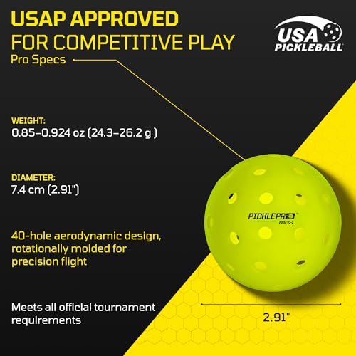 Rotationally Molded Pickleball Balls for Competitive Players – Premium LDPE 40-Hole Soft Feel Design – USAPA Approved, Tournament-Grade, Precise Control & Superior Durability - color: 12 Pack