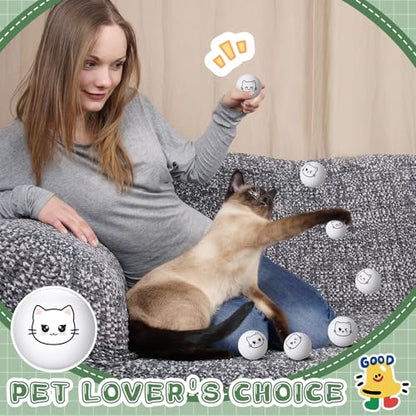 Soulchen 24 Pcs Cat Table Tennis Balls Novelty Face Cute Table Tennis Balls Bouncy Cats Toys for All Golfers Birthday Gift Outdoor Practice Pet Toys