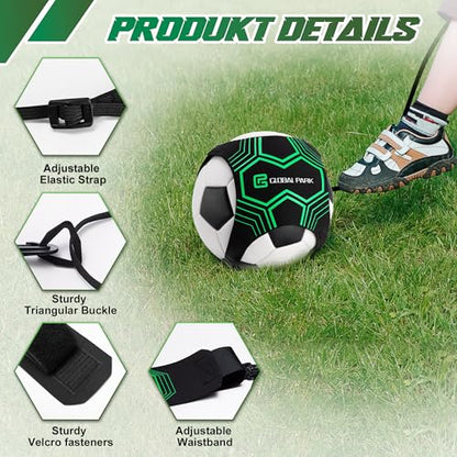 Global Park Soccer Trainer Adjustable Waist Belt - Football Training Equipment Aid for Ball Control, Passing & Shooting, Kick Throw Trainer Solo Practice Volleyball, Rugby for Kids Adults at Home - color: Green
