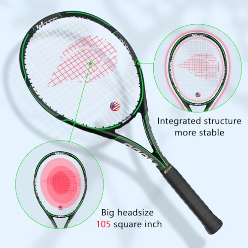 Adult 2 Player Tennis Racket Perfect for Beginner and Professional Players, 27” Speed Tennis Racquet Include Overgrips, Tennis Bag, Vibration Dampes, Covers - color: 2 Pack