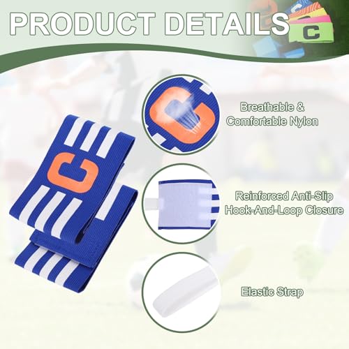 Captain Arm Bands for Soccer, Soccer Captain C Armband, Classic Striped Elastic Protective Arm Badge Player Bands - color: Blue