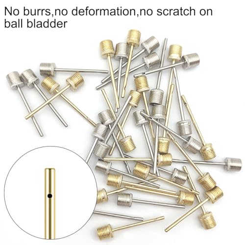 40 Pack Stainless Steel Ball Pump Needles, No Break Heavy Duty Air Pump Needles for Balls with A Pump Needle Adaptor Hose, Compatible with Football Basketball Soccer Volleyball Rugby and Other Balls