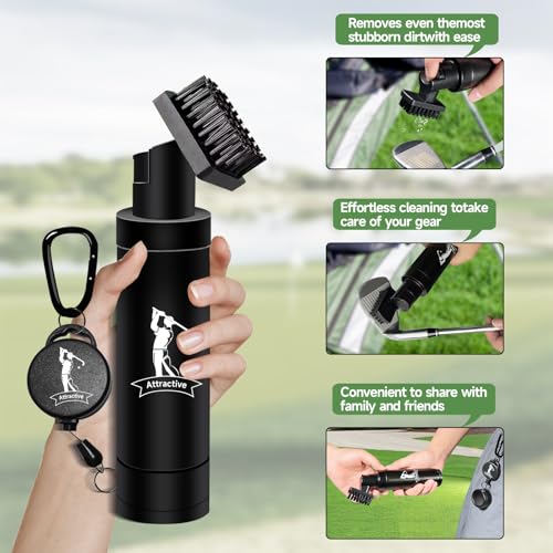 ATTRACTIVE Golf Club Cleaner Set, Includes Golf Water Brush and Waffle Pattern Golf Towel. Golf Club Brush/Golf Accessories for Men/Golf Gifts