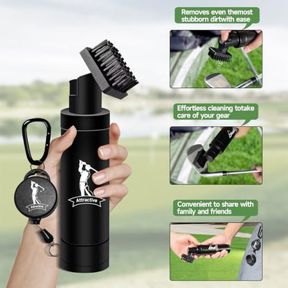 ATTRACTIVE Golf Club Cleaner Set, Includes Golf Water Brush and Waffle Pattern Golf Towel. Golf Club Brush/Golf Accessories for Men/Golf Gifts