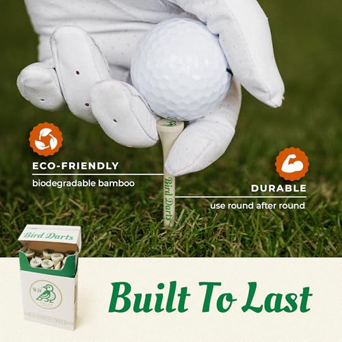 Premium Bamboo Wood Golf Tees, 18/72/180 Units (Packs of 18), 2 ¾ Golf Tees in Cigarette-Style Packaging, Durable, Biodegradable, Golf Tees Wood for Stylish Golfers - size: 18 Units (Pack of 1)