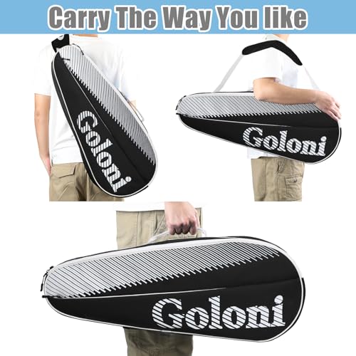 Goloni | 3 Racquet Tennis Bag, for Professional or Beginner Tennis Players, Rackets Cover Bag with Protective Pad & Lightweight | Unisex Design for Men, Women, Youth and Adults - color: White