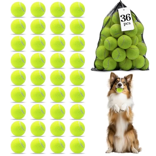Magicorange Dog Balls, Tennis Balls for Dogs,Colorful Easy Catching Pet Playing Ball (Yellow, 36 Pack) - color: Yellow, size: 36 Pack