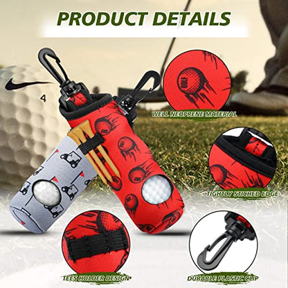 Jerify 12 Pieces Golf Ball Tee Holder Golf Ball Carry Bag Pouch with Keychain Belt Clip Hook Portable Gifts Accessories for Women Ladies Golfer, 12 Styles