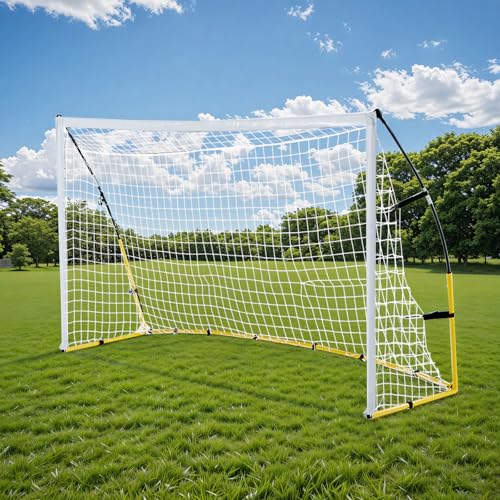 8FT x 5FT Soccer Goal for Backyard, Portable Pop Up Football Goal with Carry Bag, U-Shaped Stakes & Bungees, for Youth and Adults - Perfect for Garden, Beach, and Training