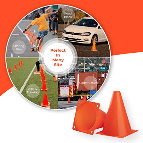 CARTMAN Plastic Training Cones (Set of 12/24 Pack 9" or 12/24 Pack 7" or 12/24 Pack Disc Cone) Agility Soccer Cones, Indoor Outdoor and Festive Events Field Marker Agility Cones - style: 7" 12pk