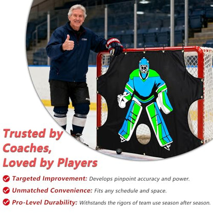 Ice Hockey Shooting Target: Quick Install Precision Practice Waterproof Training Aid Improve Accuracy for Outdoor Indoor Sport Field Teens Adult Coach Players - size: 72x48"